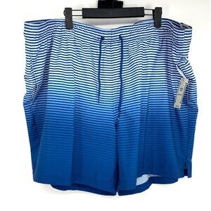 George Swim Trunks Blue Stripe Novelty Lined Above The Knee UPF 50